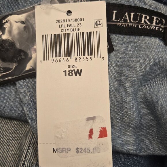 Lauren Ralph Lauren Plus Size One-Button Denim Blazer City Blue Wash Y2K NWT - Picture 9 of 14
